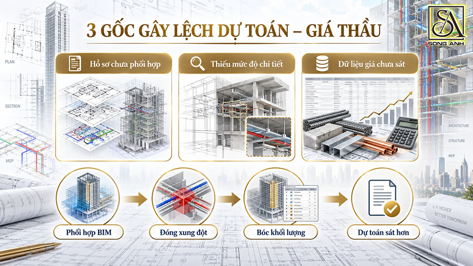 Phối hợp BIM giúp hạn chế lệch dự toán và giá thầu